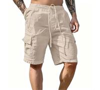 VRTYVEYBB Short décontracté en mélange de polyester évacuant l'humidité | Tissu respirant, cordon de serrage à la taille, jambe droite, essentiel pour l'été, ajustement confortable