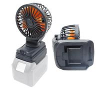 VRTYVEYBB Ventilateur à piles 18 V pour ateliers et chantiers de construction avec deux ports USB (5 V/2,1 A), autonomie de 40 heures, compact