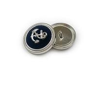 VRUESH de Mode 10pcs Boutons de vêtements de Mode de Style Britannique Vintage Motif Ancre Marine Flocage en métal Boutons de Couture Ronds dorés pour Manteau-Argent,20mm-10pcs