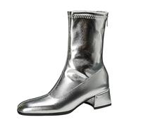 Vrupons Bottines à bout rond pour femme - Talon bloc de 4,5 cm - Couleurs métalliques - Fermeture éclair latérale - Semelle antidérapante - Doublure douce, Répartiteur, 37 EU