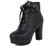 Vrupons Bottines élégantes à plateforme avec laçage pour femme