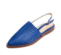 Vrupons Sandales plates et confortables pour femme avec aspect raphia - Pour le bureau, les loisirs et les promenades en ville, bleu, 40 EU