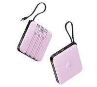 VRURC Batterie Externe 10000mAh avec 4 Câbles Intégrés Mini et Mince Batterie Portable USB C 22.5W Charge Rapide Power Bank avec Affichage LED pour iPhone Huawei Xiaomi (Violet)