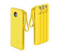 VRURC Batterie Externe 10000mAh Power Bank USB C Ultra Slim Chargeur Portable câble intégré avec l'Ecran LED et 5 Sorties 2 Entrées pour Téléphone (Jaune)