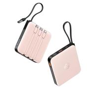 VRURC Batterie Externe 20000mAh avec 4 Câbles Intégrés Mini Power Bank USB C 22.5W Charge Rapide Batterie Portable avec Affichage LED pour iPhone Samsung Huawei Xiaomi (Rose)