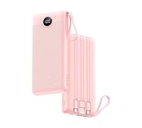 VRURC Batterie Externe 20000mAh Power Bank USB C 20W avec câbles et LED Display Batterie Portable 4 Sorties Compatible avec iPhone, Huawei, Samsung Téléphone Tablet (Rose)