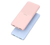 VRURC Lot de 2 Batterie Externe 10000mAh, Power Bank USB C Ultra Mince Chargeur Portable avec 2 Ports USB Sortie et Affichage LED pour iPhone Huawei etc Rose & Bleu