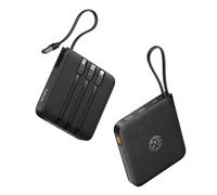 VRURC Power Bank 20 000 mAh, Power Bank avec câbles intégrés, Batterie de Charge Rapide USB C de 22,5 W, écran LED pour iPhone 15, 14, iPad, Samsung Galaxy S23, Google Android Phone - Noir