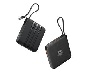 VRURC Power Bank 20 000 mAh, Power Bank avec câbles intégrés, Batterie de Charge Rapide USB C de 22,5 W, écran LED pour iPhone 15, 14, iPad, Samsung Galaxy S23, Google Android Phone - Noir