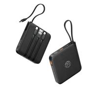 VRURC Power Bank, 22,5 W Batterie Externe Charge Rapide 10 000 mAh avec 4 câbles intégrés, Mini USB C in & Out Chargeur Portable, Powerbank Fast Chagring Compatible avec iPhone/iPad/Samsung/Xiaomi (1