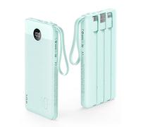 VRURC Power Bank, Batterie Externe 10000mAh avec 4 câbles intégrés | USB-C PowerBank, Écran LED avec 5 sorties & 2 entrées, Chargeur pour iPhone Samsung Huawei Android