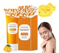 VRYNDH 1 PCS gel exfoliant orange,Gel exfoliant naturel doux, pour le visage pour un nettoyage en profondeur, gommant éclaircissant,Éponge de bain offerte