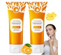 VRYNDH 2 PCS gel exfoliant orange,Gel exfoliant naturel doux, pour le visage pour un nettoyage en profondeur, gommant éclaircissant,Éponge de bain offerte