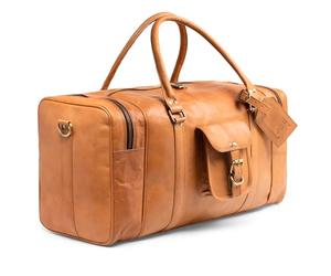 VS SID & VAIN Weekender Landon en Cuir Vintage I Sac de Sport Grand Format pour Homme 60 cm I Sac de Voyage Bagage à Main Marron Clair Fait Main