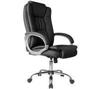 VS Venta-stock Chaise de Bureau Confort 2 Elevable et Fauteuil inclinable en Simili Cuir Noir