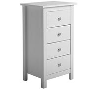 VS Venta-stock Chifonnier 4 tiroirs Blanc, Fabriqué en Bois de pin Massif