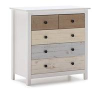 Commode MAGDA blanc et tiroirs multicouleurs en pin massif -