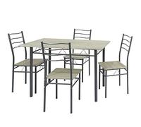 VS Venta-stock Ensemble de Table et 4 chaises pour Salle à Manger Lima Chêne/Gris, Table 110 cm x 70 cm x 76 cm, Structure métallique