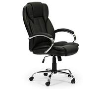 VS Venta-stock Fauteuil de Bureau à Hauteur réglable et inclinable Nixon tapissé en Similicuir, Couleur Noire, métal chromé.