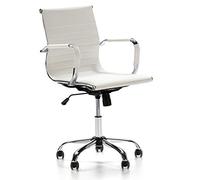 VS Venta-stock Fauteuil de Bureau Croma inclinable Blanc,Cuir Synthétique, Chaise Executive avec accoudoirs et Coussin rembourré, Hauteur réglable, Design Ergonomique.