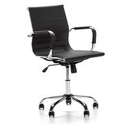 VS Venta-stock Fauteuil de Bureau Croma inclinable Noir,Cuir Synthétique, Chaise Executive avec accoudoirs et Coussin rembourré, Hauteur réglable, Design Ergonomique.