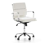 VS Venta-stock Fauteuil de Bureau Fenix inclinable Blanc, Cuir synthétique, Chaise Executive avec appuie-tête et Coussin rembourré, Hauteur réglable, Design Ergonomique.