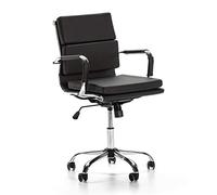 VS Venta-stock Fauteuil de Bureau Fenix inclinable Noir, Cuir synthétique, Chaise Executive avec appuie-tête et Coussin rembourré, Hauteur réglable, Design Ergonomique.