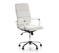 VS Venta-stock Fauteuil de Bureau Morgan inclinable Blanc, Cuir synthétique, Chaise Executive avec appuie-tête et Coussin rembourré, Hauteur réglable, Design Ergonomique.