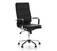 VS Venta-stock Fauteuil de Bureau Morgan inclinable Noir, Cuir synthétique, Chaise Executive avec appuie-tête et Coussin rembourré, Hauteur réglable, Design Ergonomique.