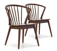 VS Venta-stock Pack 2 chaises Mura, Couleur Noyer, Bois Massif, 55 cm (Longueur) 58,5 cm (Profondeur) 84 cm (Hauteur)
