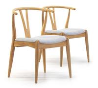 VS Venta-stock Pack 2 chaises Rustic, Couleur Chêne, Bois Massif, 55 cm (Longueur) 54,5 cm (Profondeur) 76 cm (Hauteur)