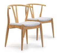 VS Venta-stock Pack 2 chaises Rustic, Couleur Chêne, Bois Massif, 55 cm (Longueur) 54,5 cm (Profondeur) 76 cm (Hauteur)
