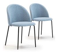 VS Venta-stock Pack 2 chaises Salle à Manger tapissées Kenia Bleu, certifiée par la SGS, 43 cm (Largeur) x 47cm (Profondeur) x 78,5 cm (Hauteur)