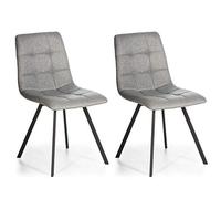 VS Venta-stock Set de 2 chaises Salle à Manger Mila Tapissées Grises Claires, certifiées par la SGS, 58 cm (Largeur) x 45 cm (Profondeur) x 90 cm (Hauteur)