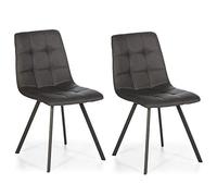 VS Venta-stock Set de 2 chaises Salle à Manger Mila Tapissées Grises Foncées, certifiées par la SGS, 58 cm (Largeur) x 45 cm (Profondeur) x 90 cm (Hauteur)