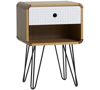 VS Venta-stock Table Chevet Buda 1 Tiroir, Couleur chêne, Jambes en métal en Noir