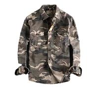 Vsadsau - Chemise cargo camouflage pour homme - Pour le plein air, la randonnée, le sport, l'armée, décontractée - Veste avec poches, XXL