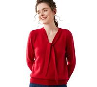 Vsadsau Pull en tricot à manches longues pour femme 100 % cachemire, bordeaux, XL