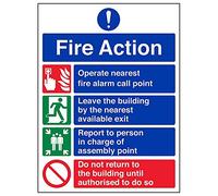 Vsafety 12004bc-s "Fire Action Prohibition/NE pas le Retour" Sign, 300 mm x 400 mm (lot de 3)