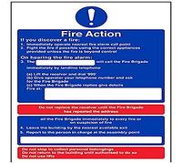 vsafety 12008 au-s Panneau Fire Action, Si vous Découvrez une Fire/l'écoute, alarme, autocollant, Portrait, 200 mm x 300 mm, bleu/rouge