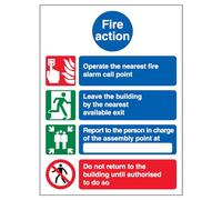 vsafety 12010 an-s Fire Action Panneau, 4 point Fire Action affichage/NE PAS réintroduit, autocollant, Portrait, 150 mm x 200 mm, noir/bleu/vert/rouge