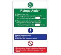 vsafety 12016 an-r Panneau Fire Action Refuge, action, en plastique rigide, Portrait, 150 mm x 200 mm, bleu/vert/rouge