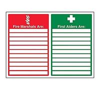 vsafety 13046bf-r Fire équipement Sign, Fire Marshals/formations aux Premiers Secours avec vierges, en plastique rigide, paysage, 400 mm x 300 mm, vert/rouge