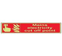 Vsafety 13064 Axe-g "secteur d'électricité coupées point" Sign, 300 mm x 100 mm (lot de 3)