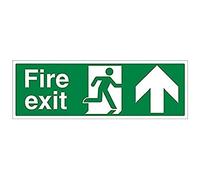 vsafety 14001bj-r Pancarte "Fire Exit Flèche jusqu', 1 mm en plastique rigide, paysage, 450 mm x 150 mm, vert