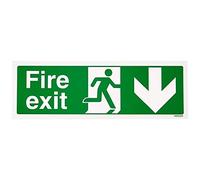 vsafety 14002 ax-r "Fire Exit Flèche vers le bas signe, 1 mm en plastique rigide, paysage, 300 mm x 100 mm, vert