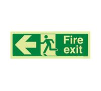 vsafety 14003 AX-G « Fire Exit Flèche Gauche » Signal, phosphorescent, 1 mm, plastique, paysage, 300 mm x 100 mm, vert