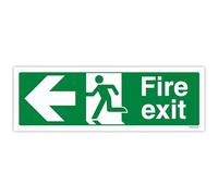 vsafety 14003 ax-s Pancarte "Fire Exit Flèche Gauche, vinyle autocollant, paysage, 300 mm x 100 mm, vert