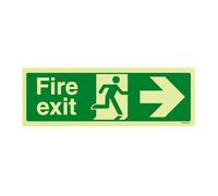 vsafety 14004 ax-g Pancarte "Fire Exit avec flèche à droite, Glow dans le noir, 1 mm en plastique, paysage, 300 mm x 100 mm, vert