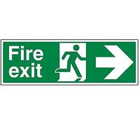 vsafety 14004bj-r Pancarte "Fire Exit avec flèche à droite, 1 mm en plastique rigide, paysage, 450 mm x 150 mm, vert